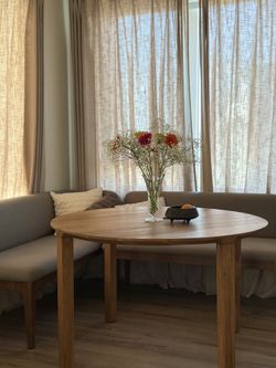 Dania Teak Dining Table + Article Banquette Set