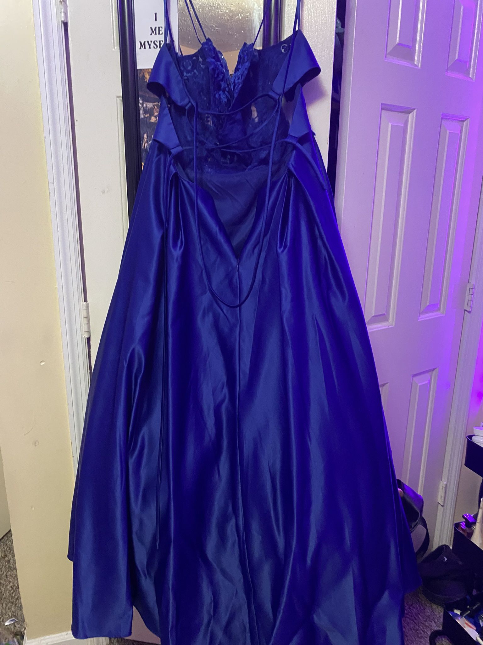 Blue Satin Dress Size 17 From David’s Bridal