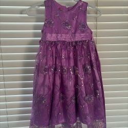 Disney Girls Purple Sequin Floral Dress