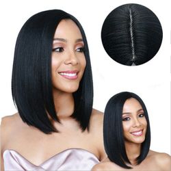 Straight Black Wig medium Long length For Women Cap Wigs