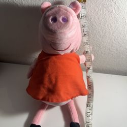 Peppa Pig Plush 15" Doll Red Dress Stuffed Animal  