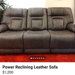 Power Reclining Leather Sofa 