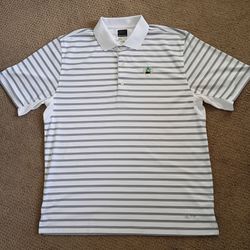 Greg Norman ML75 White/Gray Striped Golf Polo Shirt - Size L
