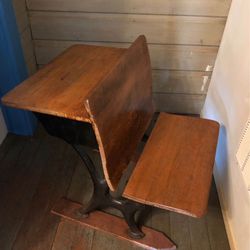 Antique Wooden School Desk