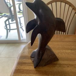 Wooden Dolphin Sculpture 