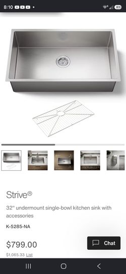Kohler kitchen sink stainless steel 32in  under mount