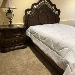 Bed Frame, Mattress, Nightstand 