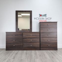 DRESSER WITH MIRROR AND CHEST 