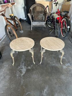 Vintage Pair of Italian Marble Side Tables
