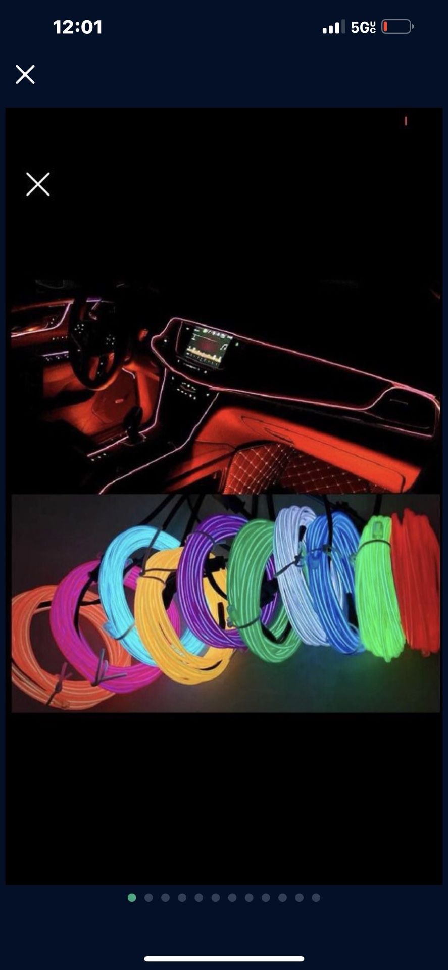 Fiber Light For Car Truck Van Rv. Motorcycle Boat. Easy To Install. USB Plug