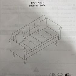 N-Small Sofa, Soft Small Couch with 2 Pillows, Comfy Love Seat Couches, Tool-Free Setup Loveseat Sofa, 700lb Load Sofas for Living Room, Cozy Couches 