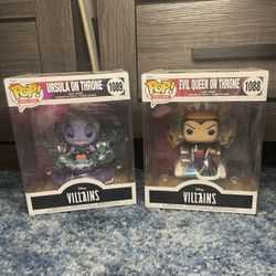 Funko Pop 2022 Disney Villains Set Ursula & Evil Queen On Thrones.