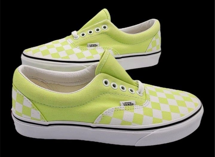 VANS Era Checkboard Green/true white Men’s Size 7M Usa Women’s Size 8.5 M Usa