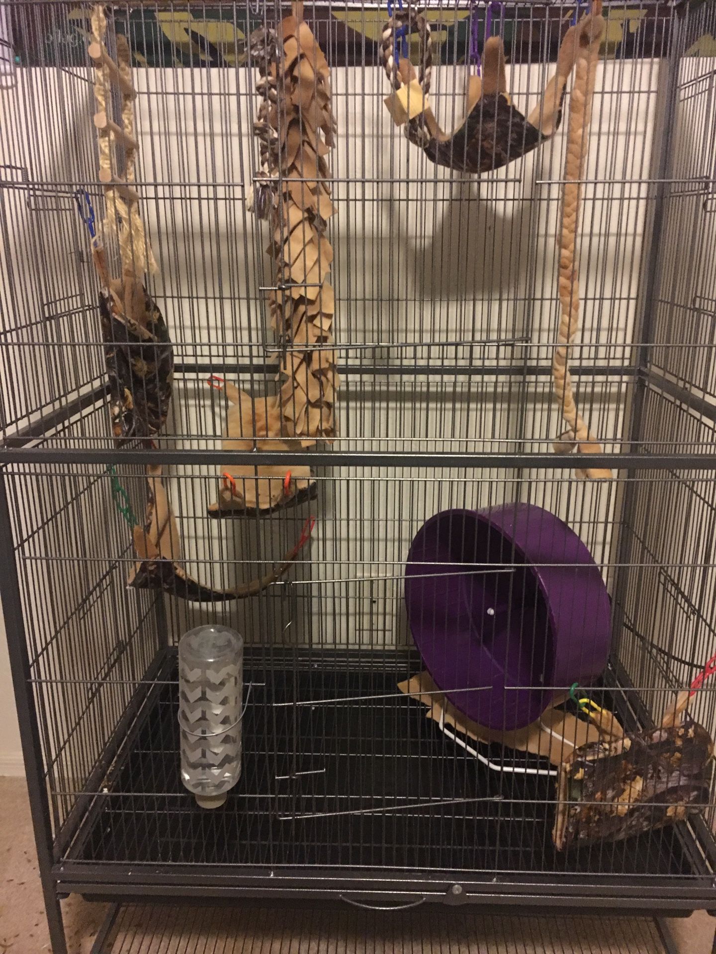 8 piece Sugar Glider Cage Set-Up + Running Wheel