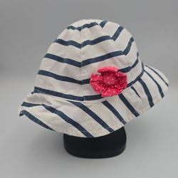 Millymook Girls Striped SunHat With Chin StrapSize 0-12M