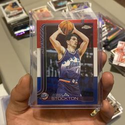 2025-26 Topps Chrome John Stockton Red White Blue Refractor No. 250 Jazz