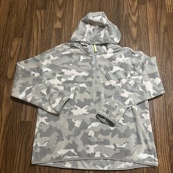 FILA Sport * Woman’s Pullover 1/4 Zip Hoodie * Grey & Pink Camo * XL 