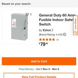 60 Amp Safety Switch / 60 Amparos Switch De Seguridad