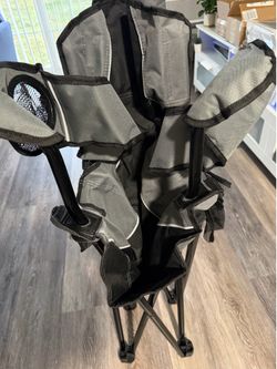 Silla plegable de gran tamaño para acampar al aire libre con reposabrazos, silla de césped portátil