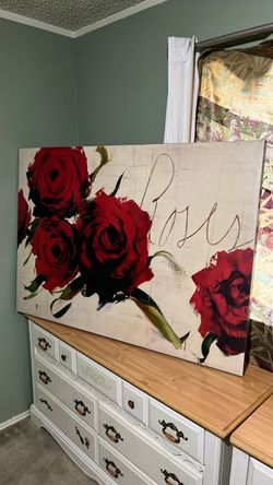 Large Red Roses Canvas Wall Art