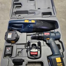 Ryobi 12 volt cordless drill and vacuum