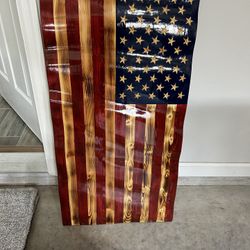All Wood Hand Made American Flag