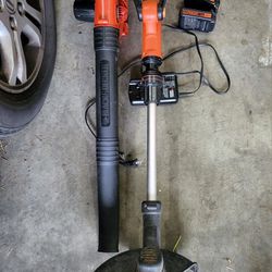 Black and Decker cordless trimmer and leaf blower