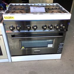 ZLINE Kitchen and Bath 36" 4.6 cu. ft. Dual Fuel Range with Gas Stove and Electric Oven in Black Stainless Steel