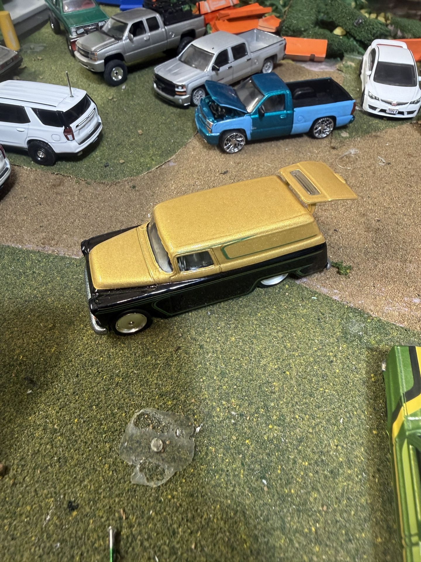 (2) Hotwheel 1955 Chevy Van With Bike