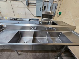3 Compartment Sink With Drain Boards