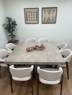 Gray Square Dining Table for 8