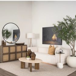 Oval Coffee Table with Travertine Top - Artesanos Design, Durango CO