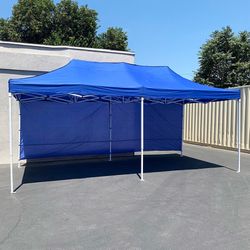(New) $205 Heavy Duty 10x20 ft Instant Popup Canopy Shades with (2) Sidewalls