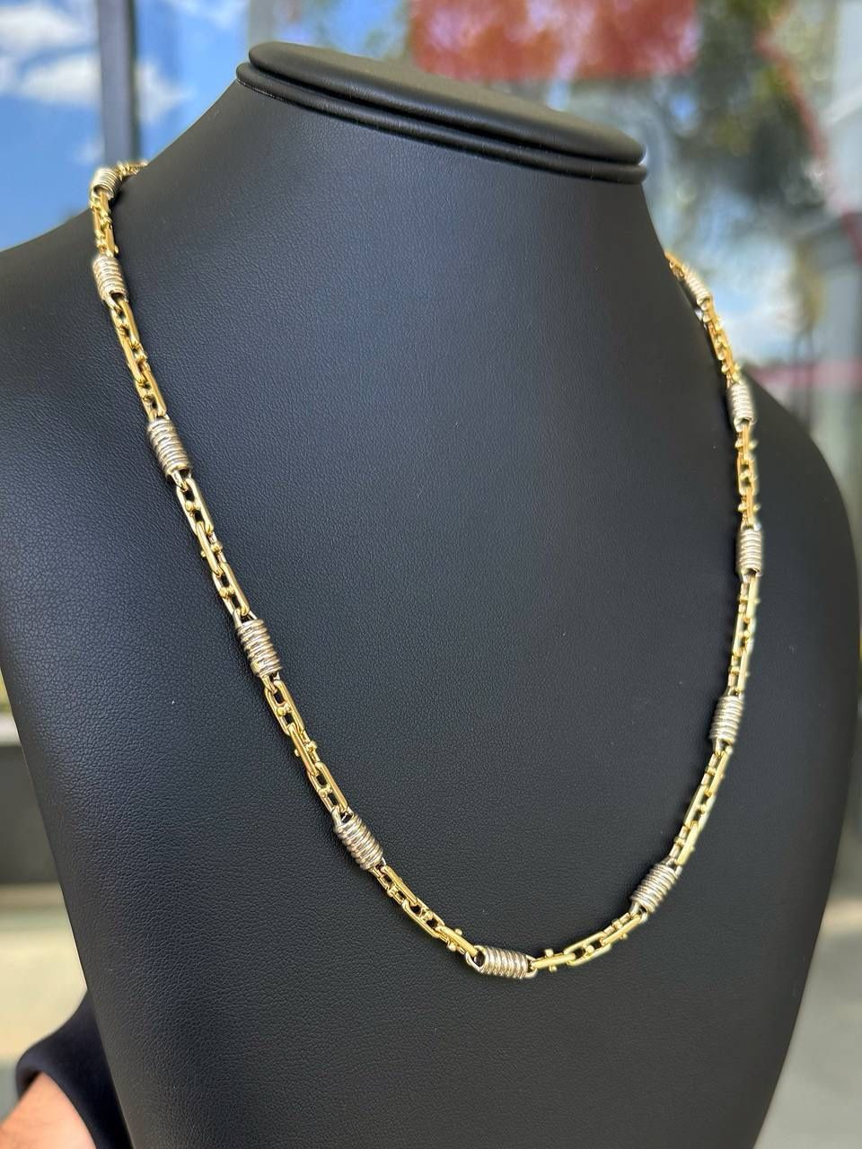 Jewelry 14k yellow gold belcher link  necklace chain 21.50" 5.00mm width