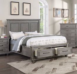 Queen bed frame with storage