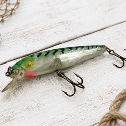 Vintage 1980s Bomber Long A Fishing Lure 6” Green Mackerel Pearl Crankbait