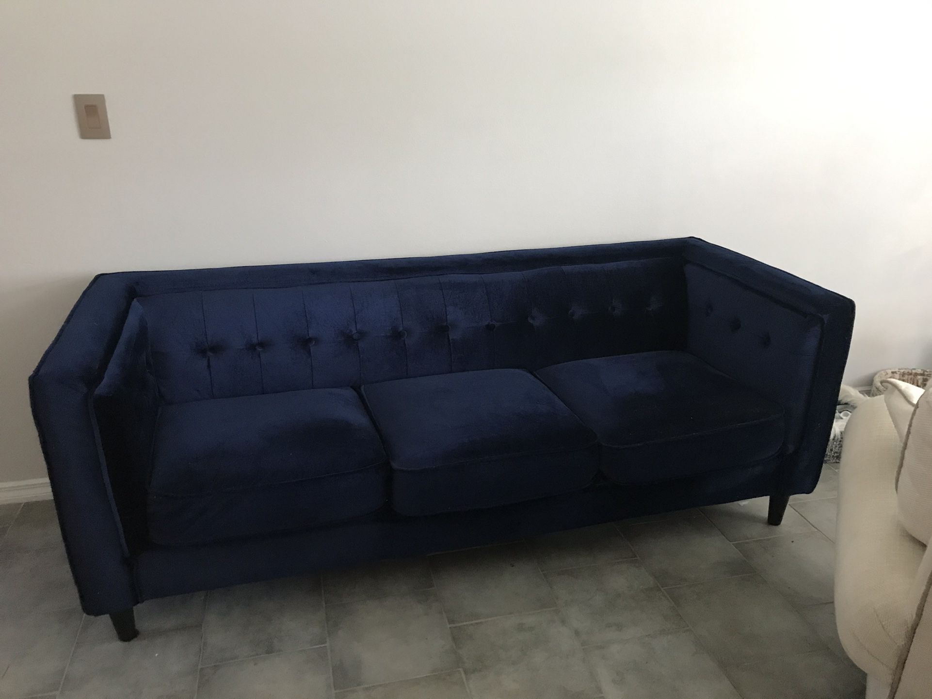 Modern Blue Velvet Couch Sofa