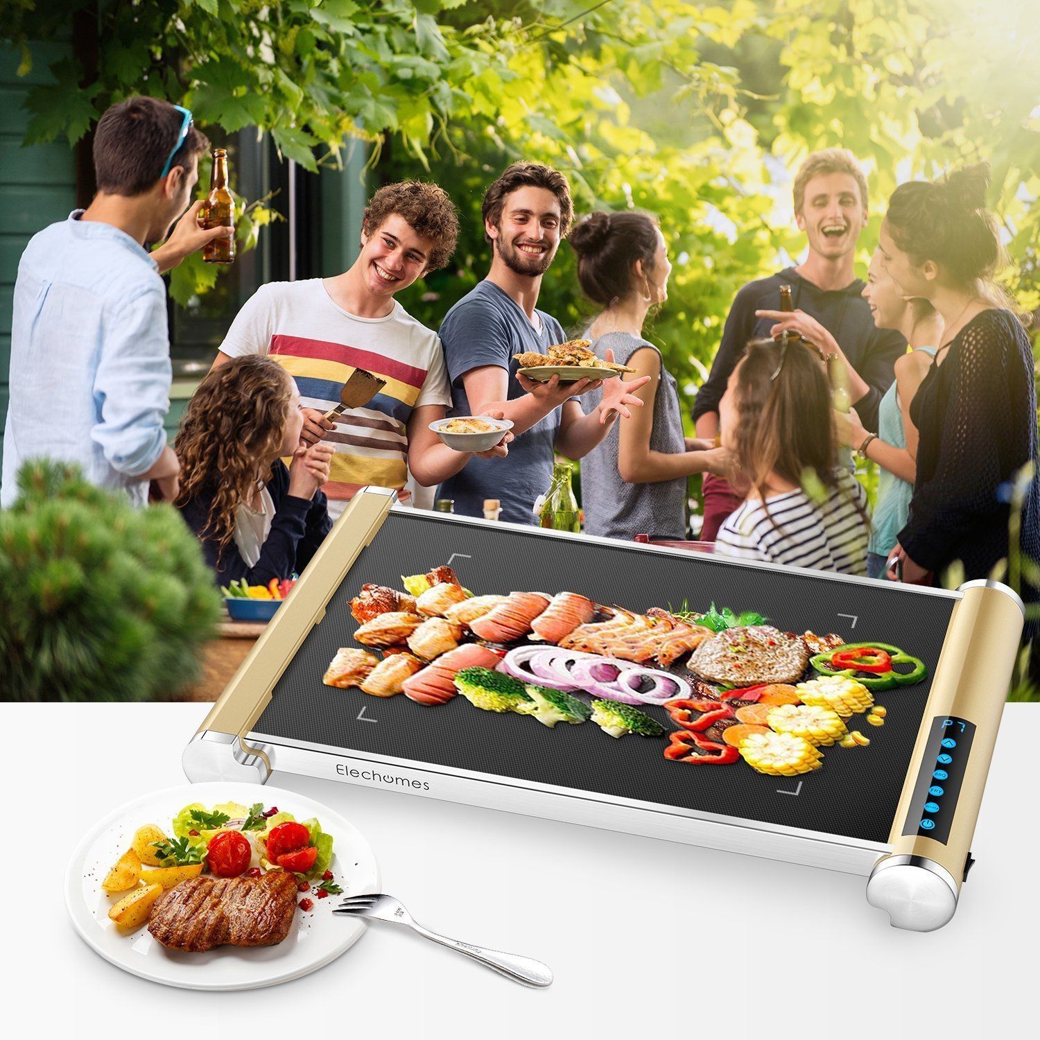 Elechomes CG901 Electric Griddles LED Touch Control Cooktops with