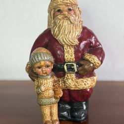 Handcrafted Santa with Child Figurine - Lefever's Collection (2000) Signed & Numbered #46/500 - 7"