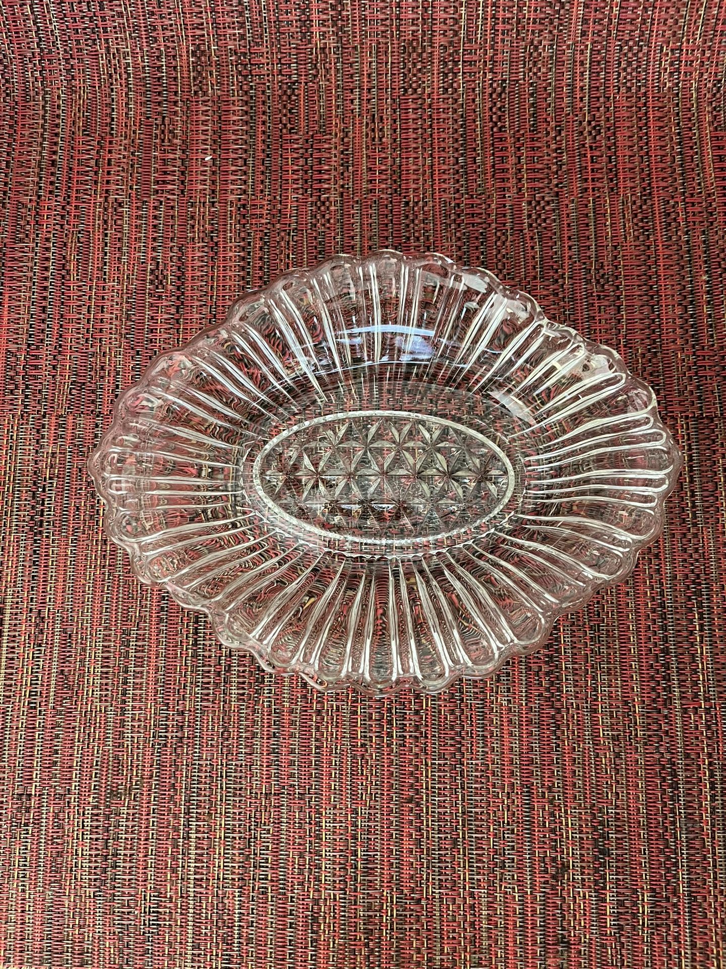 Vintage Depression Anchor Hocking Shallow Glass Serving Bowl
