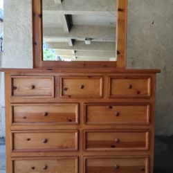 SOLID WOOD DRESSER WITH DETACHED MIRROR 