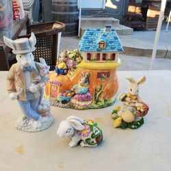 Easter Bunny Figurine Collection – Set of 4