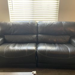 Black Leather Reclining Sofa