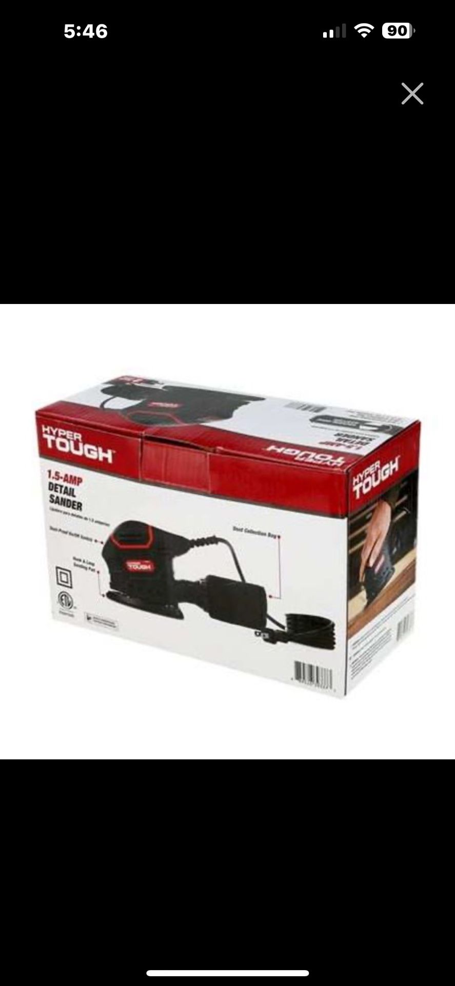Hyper Tough 1.5 Amp Corded Detail Sander with Dust Bag, Vacuum Hose Adapter & 3 Sanding Sheets, New Condition