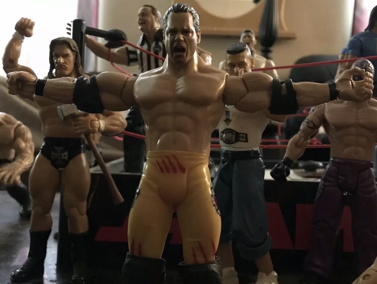 HUGE LOT of WWE figures/weapons/accessories/titles/& a ring. *OPEN DESCRIPTION FOR DETAILS*