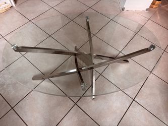 El Dorado’s Center & End Glass Top Side Tables with Chromed  Metal Base