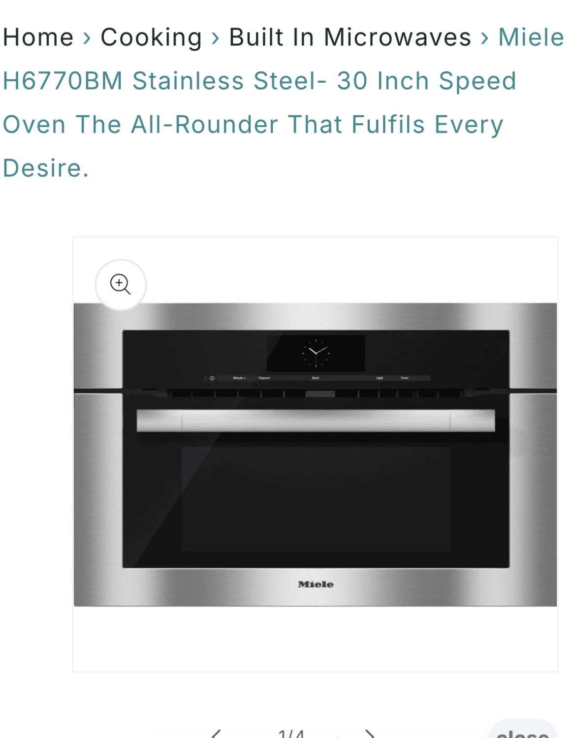 Miele Speed Oven – Model H6770BM (New Out of Box)