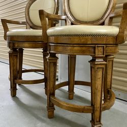 Vintage Genuine Leather Lounge Bar Stools for Kitchen Island (SET)