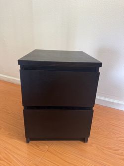 【Good Condition】IKEA MALM 2-Drawer Nightstand – Black Brown