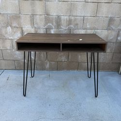 Writing Desk Table With Hairpin Legs & Cord Cubby 